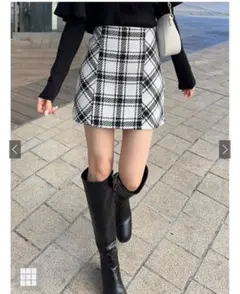 GRL バックリボンツイードチェックミニスカート[gm699]