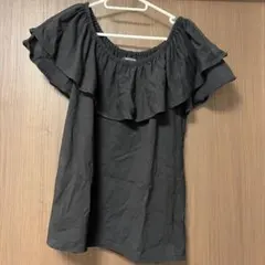黒 オフショルダー 半袖シャツ