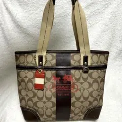 COACH コーチ シグネチャー トートバッグ レザー 茶