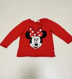 ミニーマウス刺繍レッド長袖トレーナー