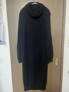 無印良品/ブラックタートルニットロングワンピースM〜L