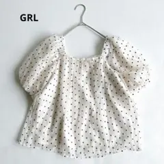 GRL グレイル　ドット柄シアーバルーンスリーブブラウス　M