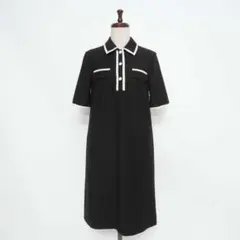 PAULE KA ポロデザインバイカラーワンピース 黒S *JD834のサムネイル