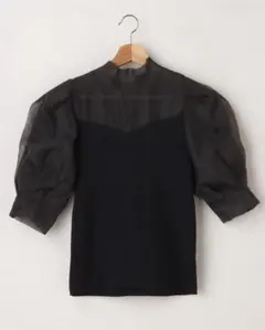 2WAYボウタイ袖異素材／ニット