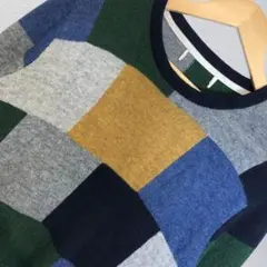 ✦本日最安値✦ 古着 レトロ パッチワーク風 総柄セーター マルチカラー