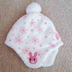 ホットビスケッツ ボア帽子 46-52 うさぎ 刺繍あったか帽子