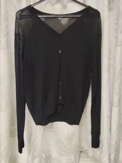 ユニクロ　UNIQLO　透け感のあるブラックカーディガン XL　中古品