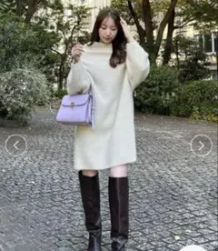 人気商品♥FRAY I.D♥ラクーンニットミニワンピース♥短時間着用♥アイボリー