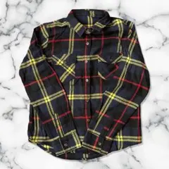 チェック柄フランネル長袖シャツ