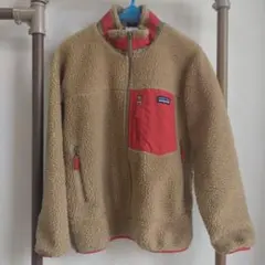 patagonia フリースジャケット ベージュ/レッド