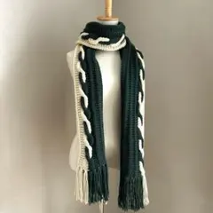 ロングマフラー　ハンドメイド　ウール100% 220cm×27cm