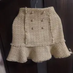 アイボリー フリル付きミニスカート