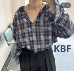 KBF シアーチェックフーディーシャツのサムネイル