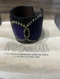 WOLF'S HEADスタッズレザーブレス 白 /藤井フミヤ 木村拓哉 バングル WOLF'S HEADスタッズレザーブレス 白 /藤井フミヤ 木村拓哉 バングル