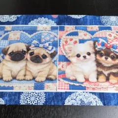 ガーゼハンカチ ハンドメイド パネル生地 犬柄 ポメラニアン 2枚セット