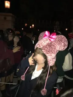 ミニーヒョウ柄ファンキャップ