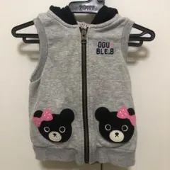 DOUBLE.B クマの顔 ベスト グレー　90