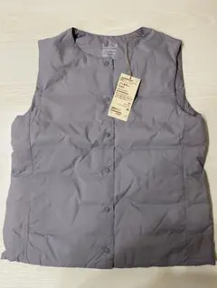 無印良品　ポケッタブル ノーカラーベスト Mサイズ ラベンダー レディース