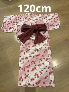 花柄浴衣セット（ピンク・赤帯）のサムネイル