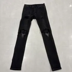 mnml ダメージ加工スキニーデニム ブラックグレー