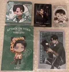 進撃の巨人 リヴァイ カード5点セット 極楽湯 カラ鉄 きゃらドリ サンリオ 等