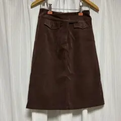 ブラウン スエード ミニタイトスカート 後ろポケット