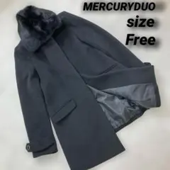 【美品】MERCURYDUOマーキュリーデュオ ノーカラーコート ブラック