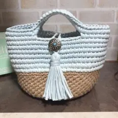 ♡カゴ風マルシェカバン♡水色♡