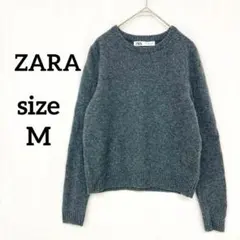【美品】ザラ　ニットセーター Mサイズ　グレー　プルオーバー　クルーネック