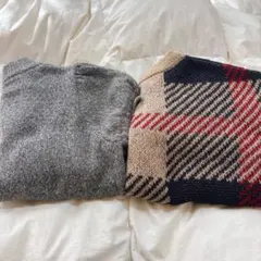moment+ Alma design ニット グレー チェック トップスのサムネイル