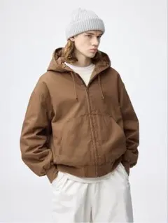 GU パデッドジップアップパーカ Sサイズ　ブラウン