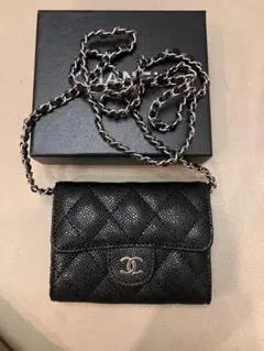 香奈兒（CHANEL）菱格紋鏈條皮夾 黑色