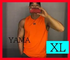 メンズ タンクトップ XL オレンジ スポーツ 速乾 吸汗