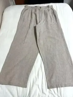 古着 00s〜 極太 リネン パンツ ワイド スラックス ブラウン 麻