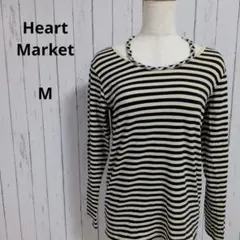 ハートマーケット☆長袖　カットソー　Tシャツ　ボーダー柄　M　バイカラーのサムネイル