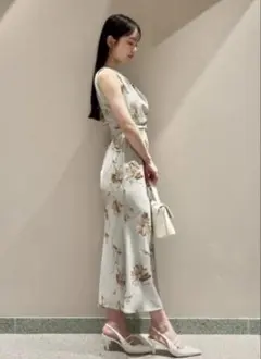 snidel 花柄プリント カシュクール ロングワンピース