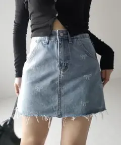 デニムミニスカート ライトブルー M レディース