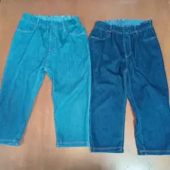 2度着用　無印良品　七分丈　ストレッチデニムパンツ　2枚セット 120cm