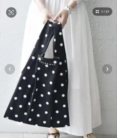 SHIPS any エコバッグ ブラック/ホワイトドット