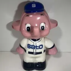 非売品】佐藤製薬 サトちゃん 貯金 箱 野球ユニフォームソフビ レトロ