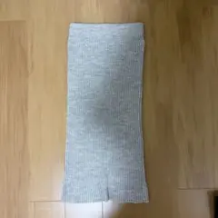GU ジーユー　リブニット　タイトスカート　ニットスカート　ロング丈　グレー　S