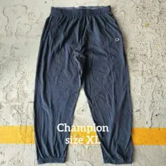 美品 XL Champion コットン リラックスパンツ 無地 紺 USA古着