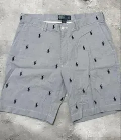 大きめ Polo Ralph Lauren ポロラルフ ロゴ総柄 ショートパンツ