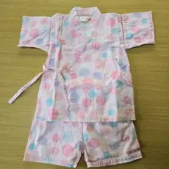 90cm ピンク系水玉模様 甚平 上下セット