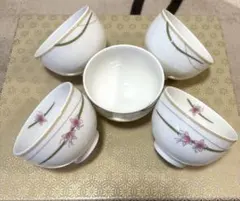 陶器製湯飲み 5個セット 花模様