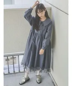 【値下げしました】merry jenny サテンコンビリボンワンピース