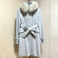 プライドグライド　アンゴラコート　グレー　M フォックスファー・ベルト取外し可