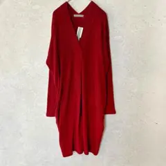 【新品タグ付き】アルカリalcali Vネックロングニット チュニック ボルドーのサムネイル