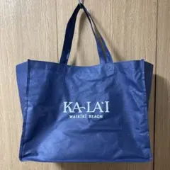ハワイ 「カ・ライ・ワイキキ・ビーチ」トートバッグ ネイビー