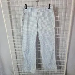 adidas 水色チェック メンズパンツ ギンガムチェック　ウエスト76